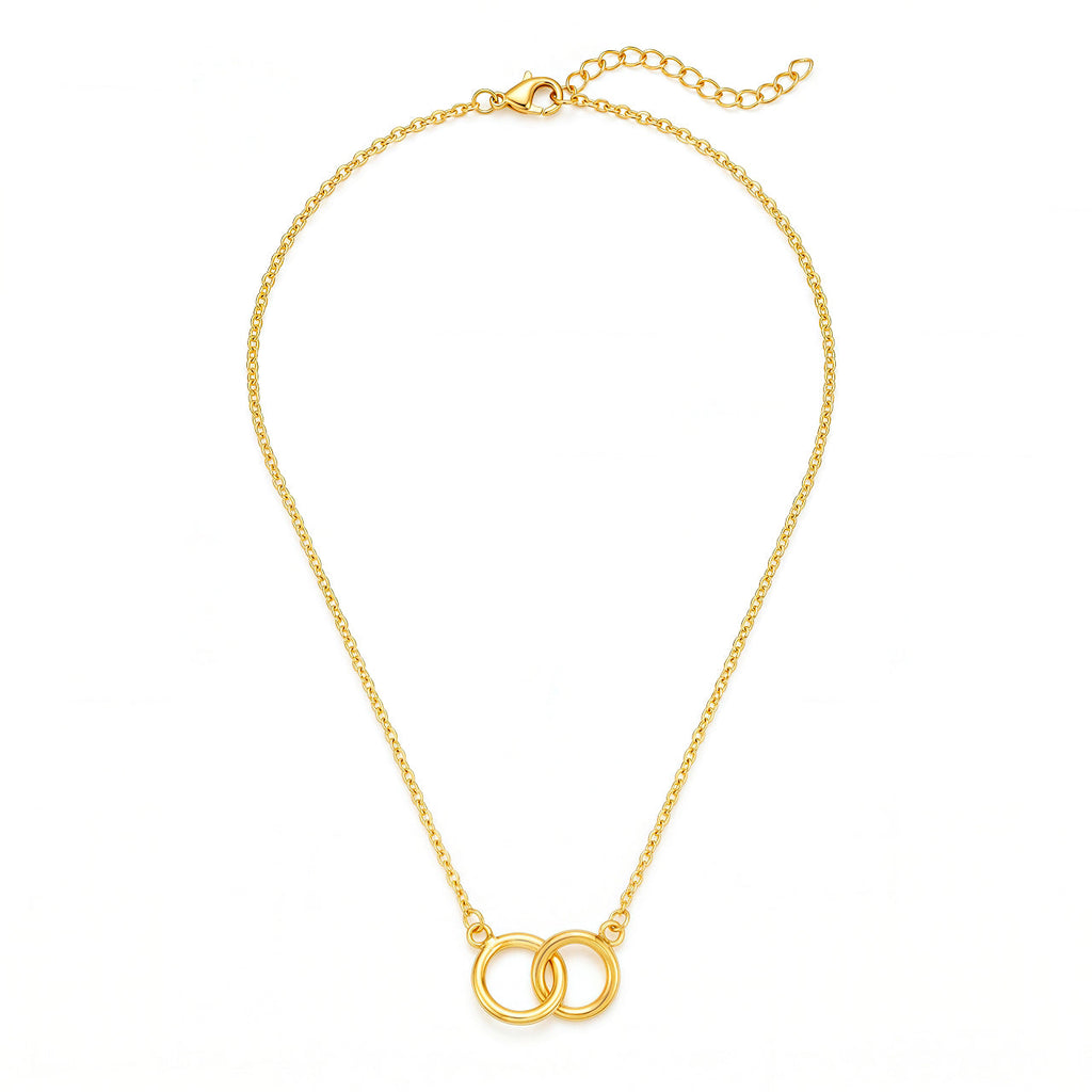 Desihi Necklace Anti-Tarnish Gold Plated Interlocking Rings Pendant