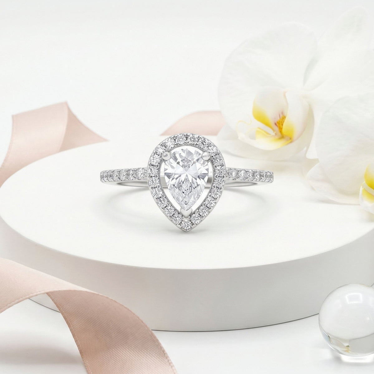 Desihi Ring Anti-Tarnish Teardrop American Diamonds (Adjustable Size)