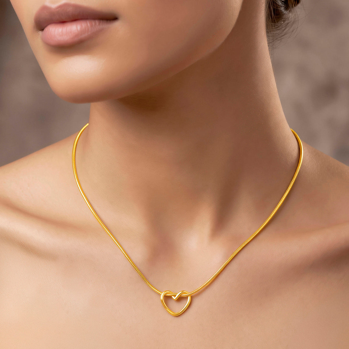 Desihi Necklace Anti-Tarnish Open Heart Snake Chain
