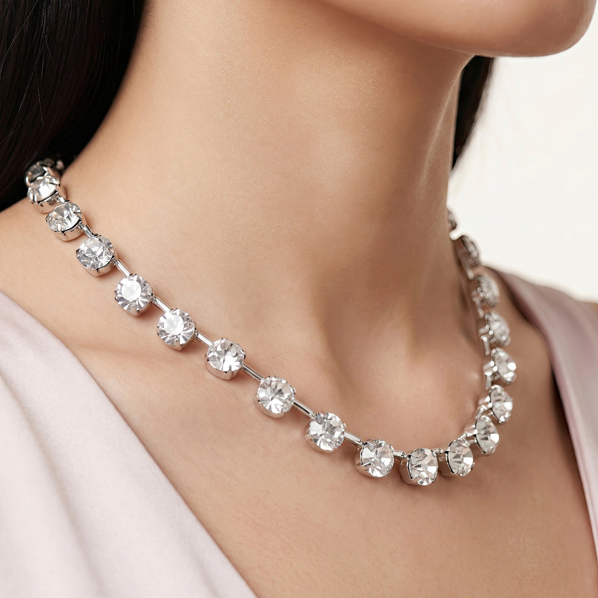 Desihi Necklace Anti-Tarnish Crystal Beaded Choker