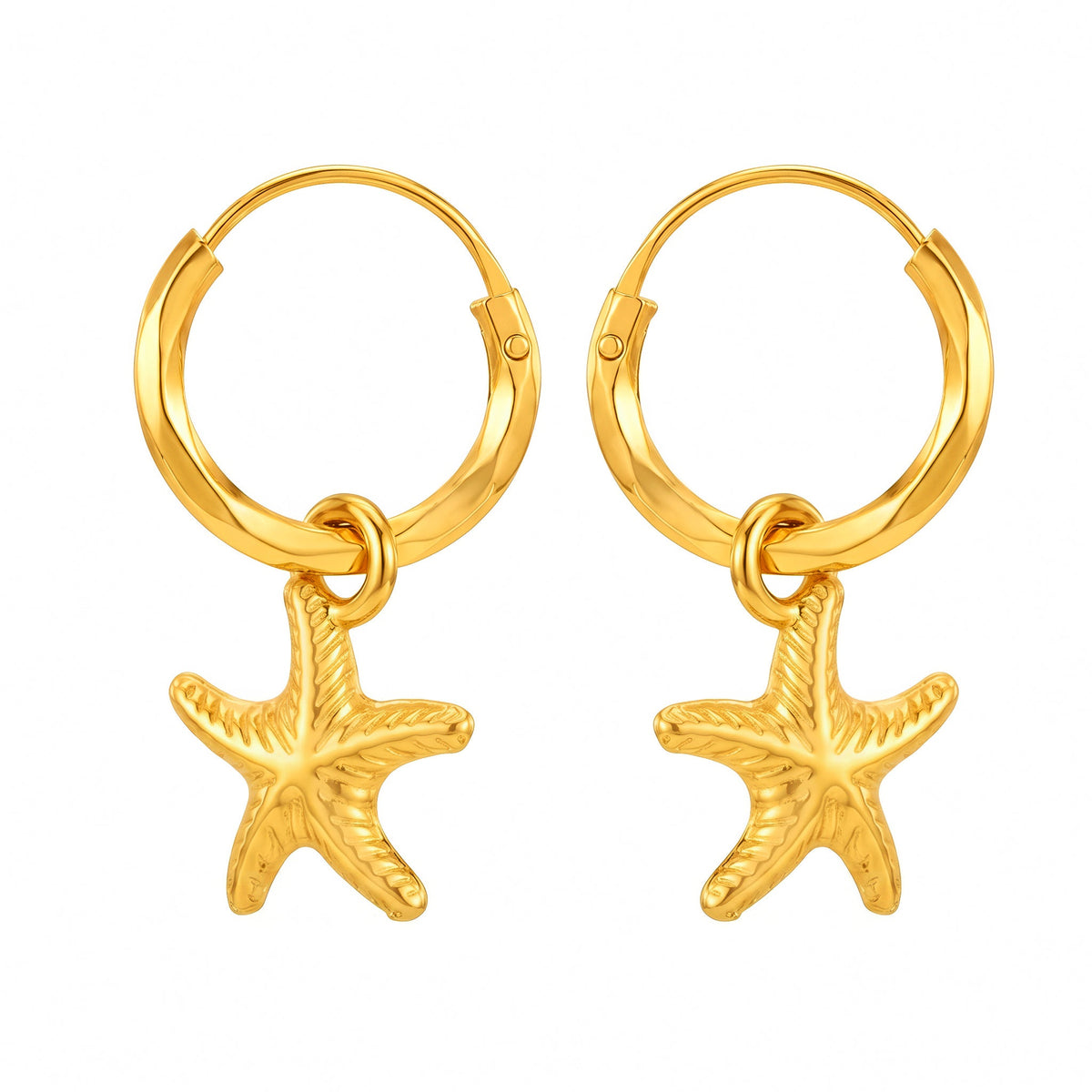Desihi Earrings Anti-Tarnish Gold Plated Starfish Hoops