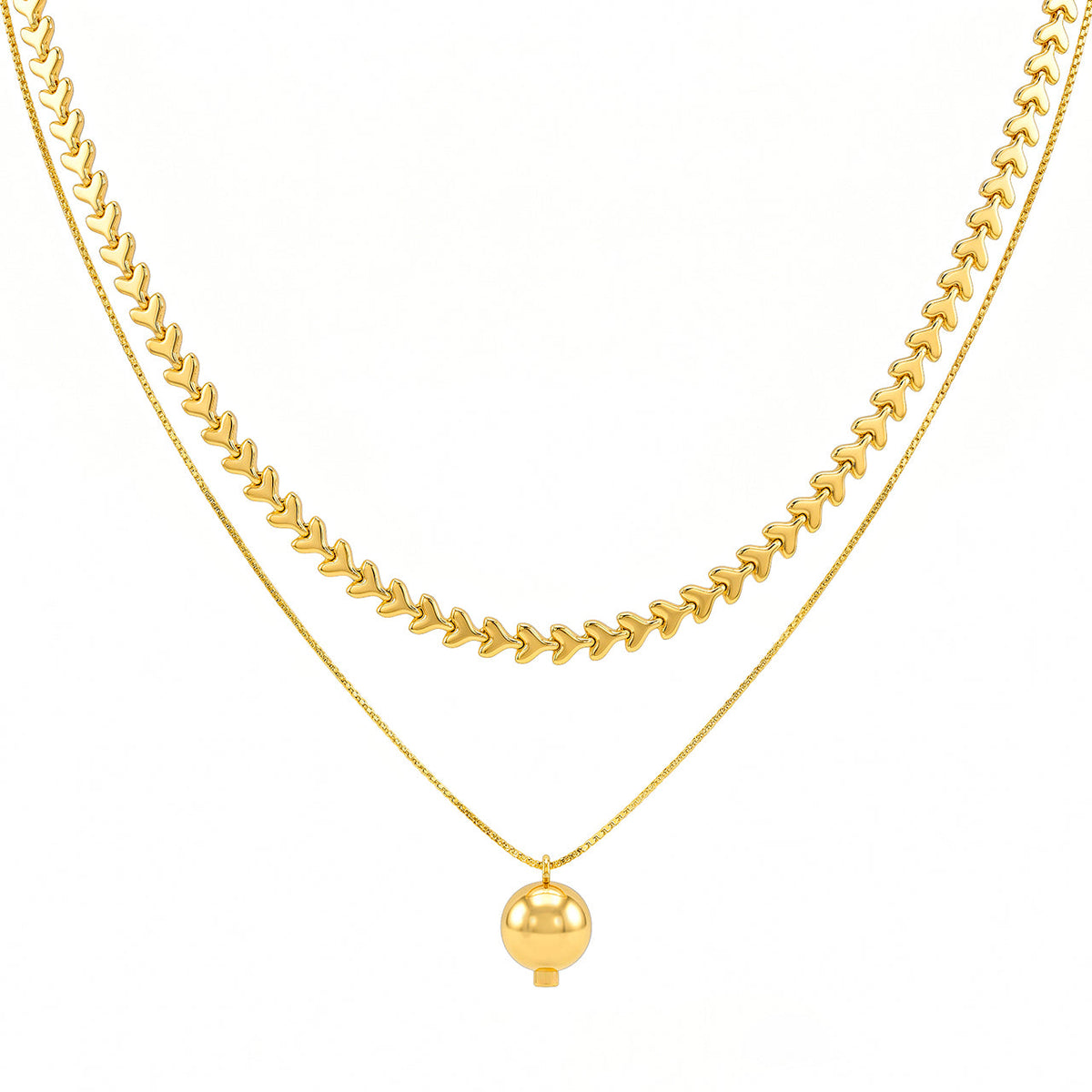 Desihi Necklace Anti-Tarnish Layered Heart Ball