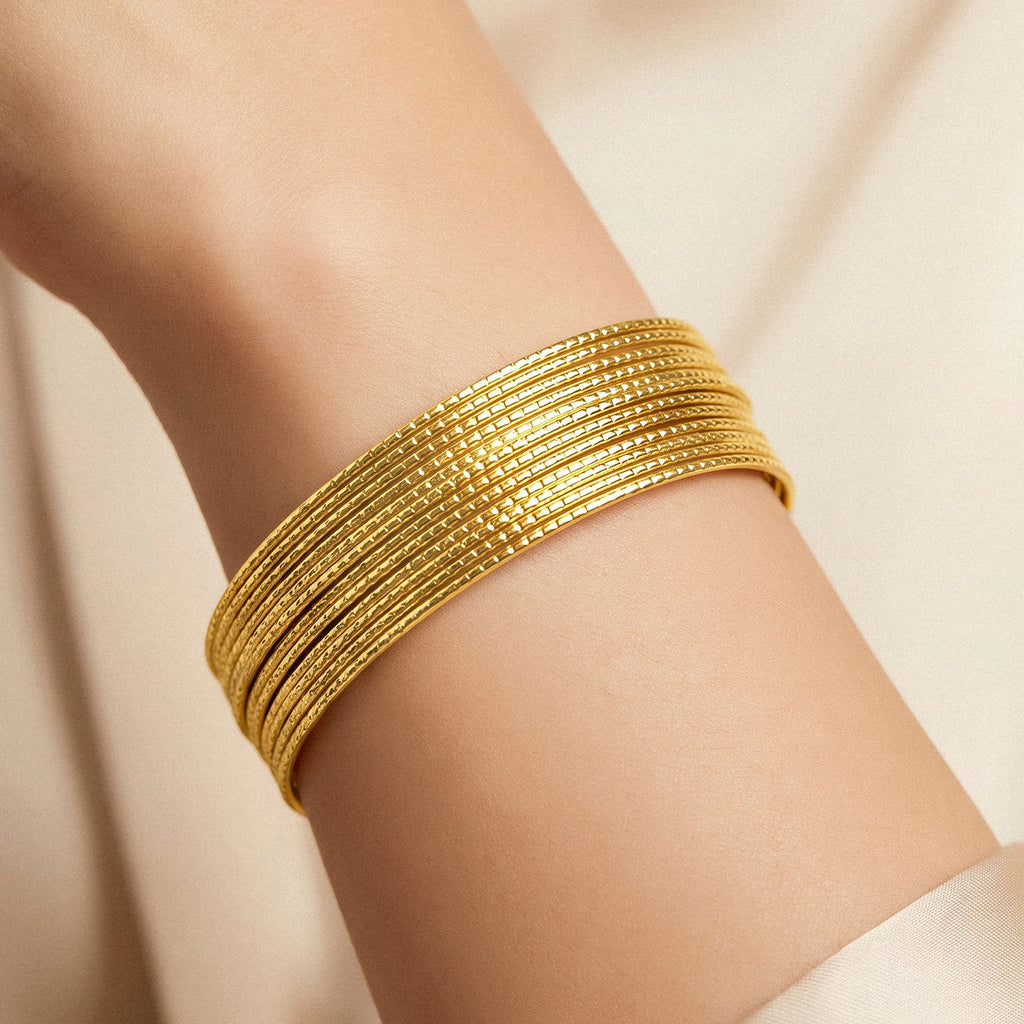 Desihi Bracelet Anti-Tarnish Gold Plated Layered Bangle (Adjustable Size)
