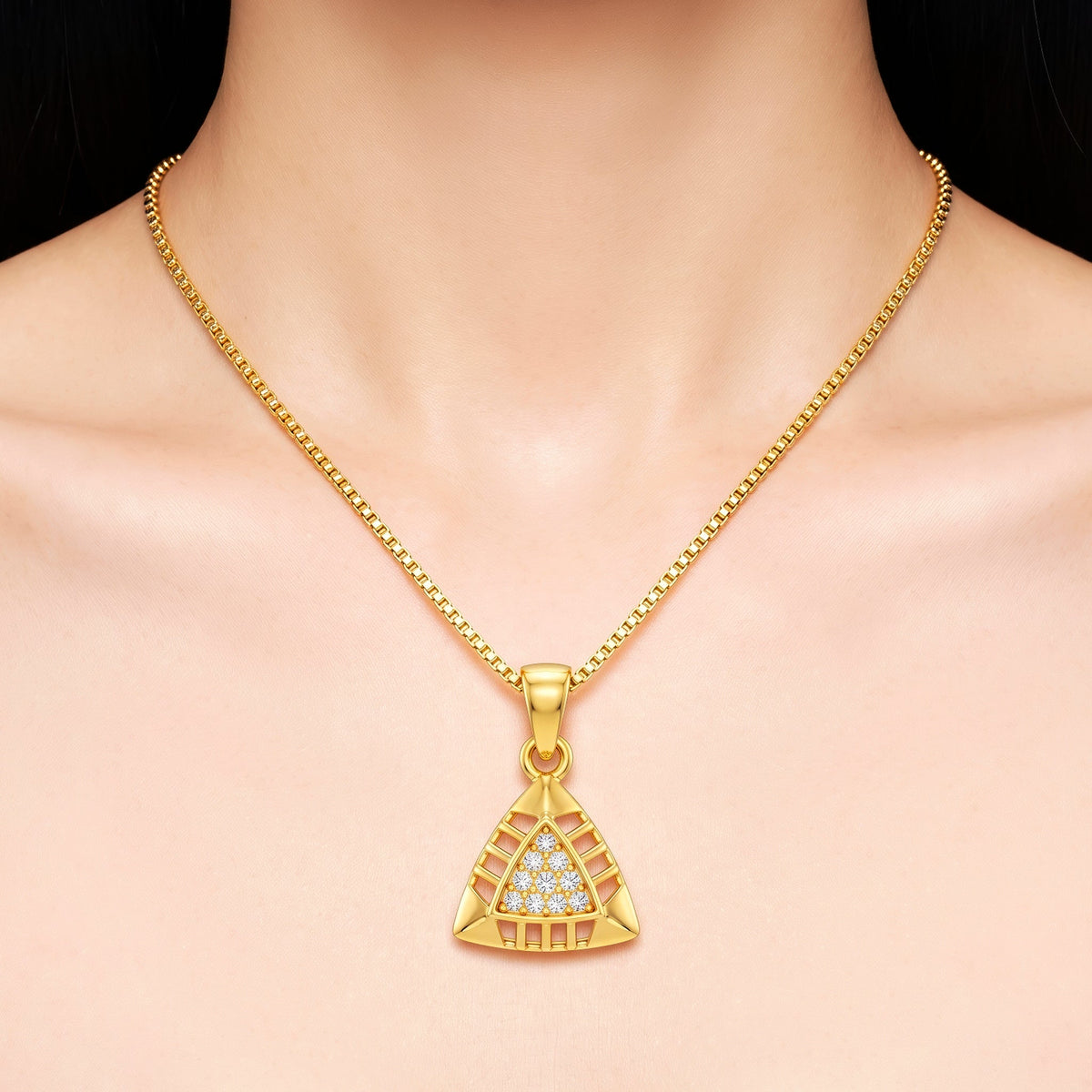 Desihi Necklace Anti-Tarnish Triangle Crystal Chain