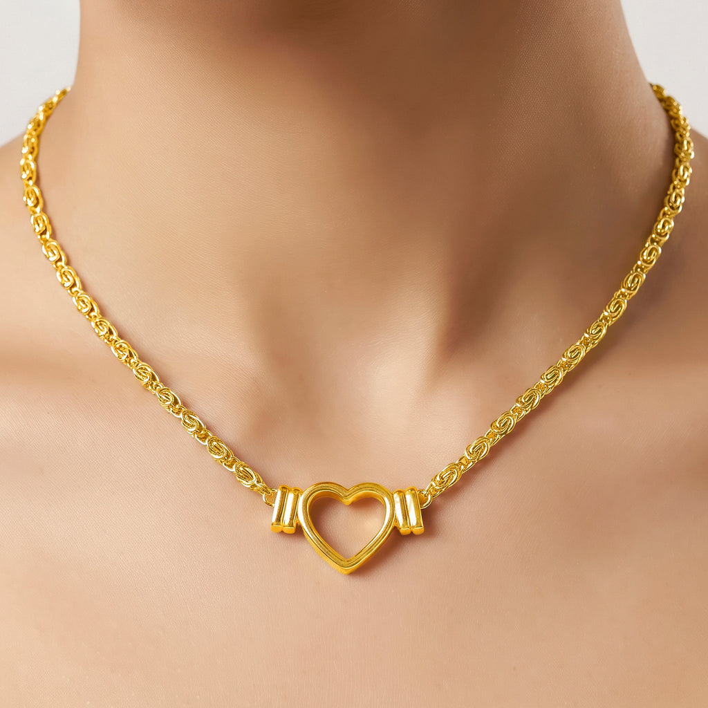 Desihi Necklace Anti-Tarnish Gold Plated Open Heart