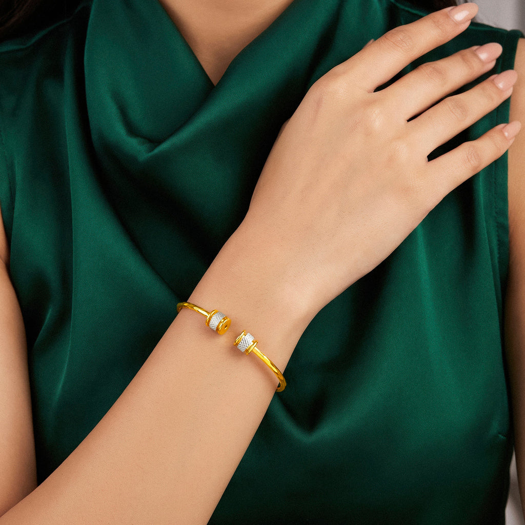 Desihi Bracelet Anti-Tarnish Gold Plated Hammered Open Cuff (Adjustable Size)