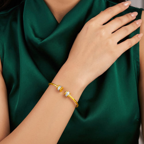 Desihi Bracelet Anti-Tarnish Gold Plated Hammered Open Cuff (Adjustable Size)