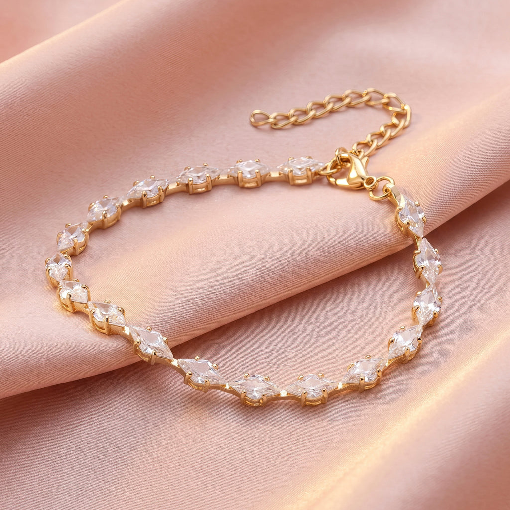 Desihi Bracelet Anti-Tarnish Big Marquise Crystal (Adjustable Size)