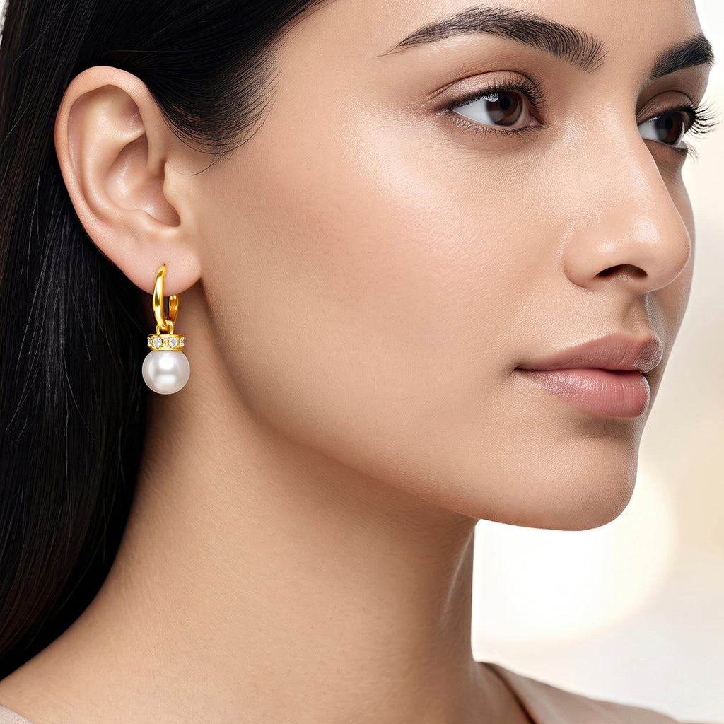 Desihi Earrings Anti-Tarnish Pearl Drop Hoops