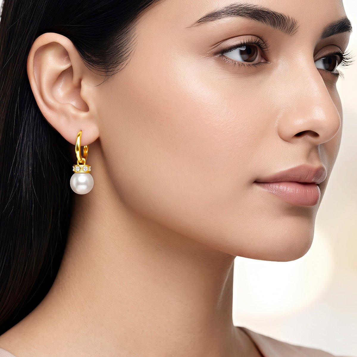Desihi Earrings Anti-Tarnish Pearl Drop Hoops