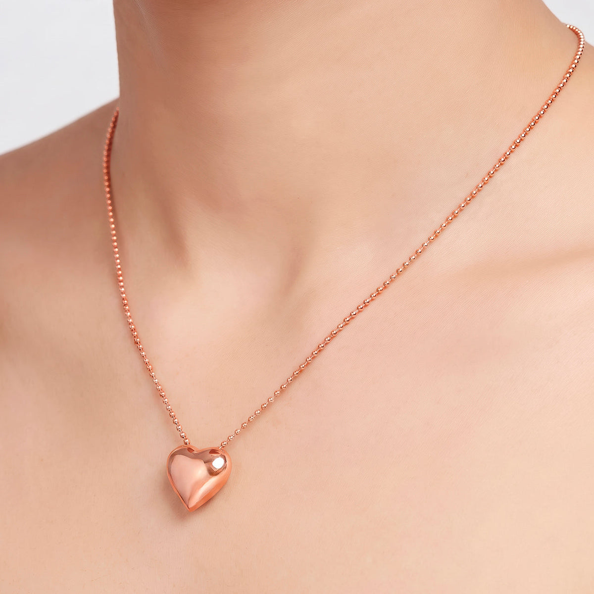Desihi Necklace Anti-Tarnish Rose Gold Plated Puffy Heart
