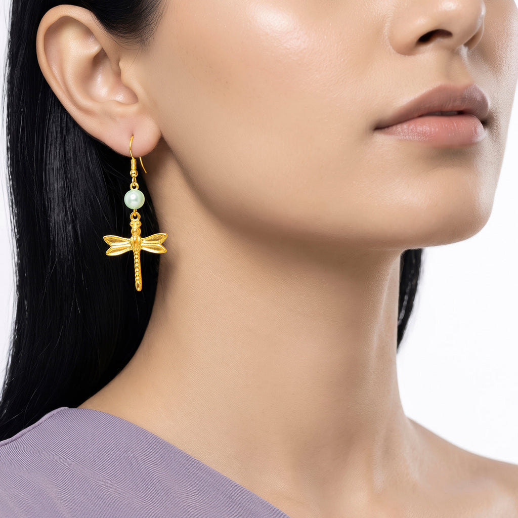 Desihi Earrings Anti-Tarnish Pearl Dragonfly