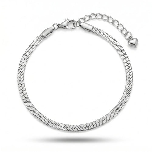 Desihi Anklet Anti-Tarnish Silver-Plated Flat Snake Chain